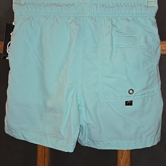 Boys solid swim trunks blue size 8 pockets drawstring waist upf 50+ bottom mint - Picture 7 of 11